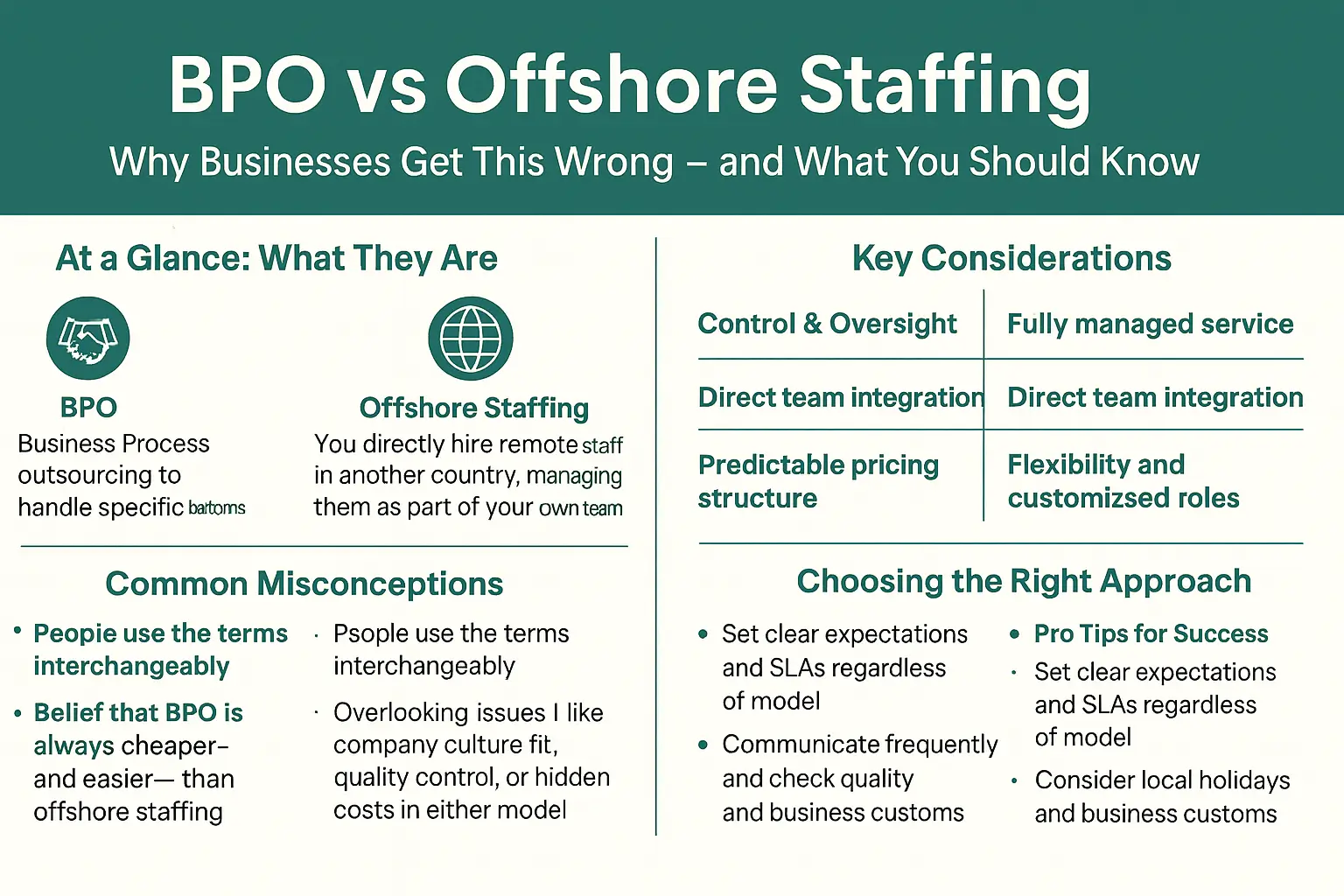 BPO vs. Offshore Staffing Why Businesses Get This Wrong (and What You Should Know)